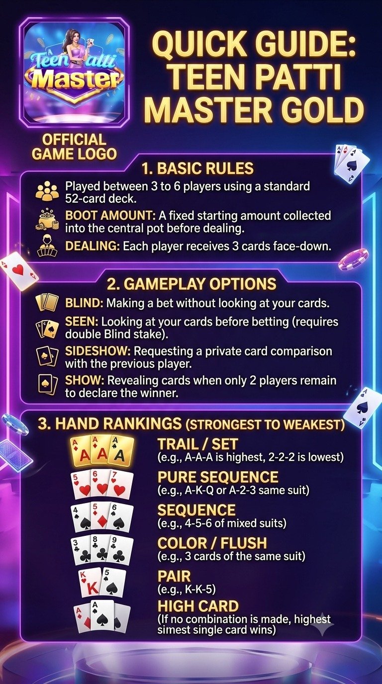 Teen Patti Master rules and hand rankings quick guide